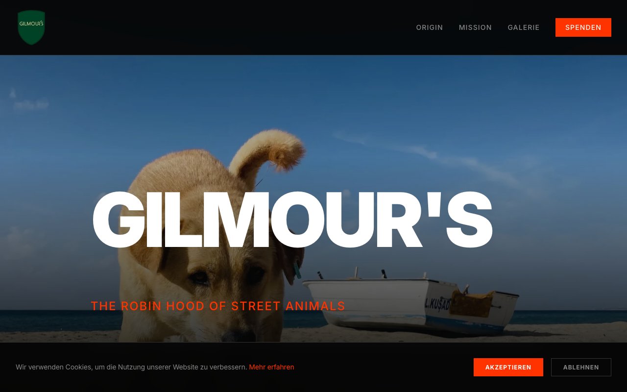 Gilmour's Tierschutz e.V. – Website Screenshot