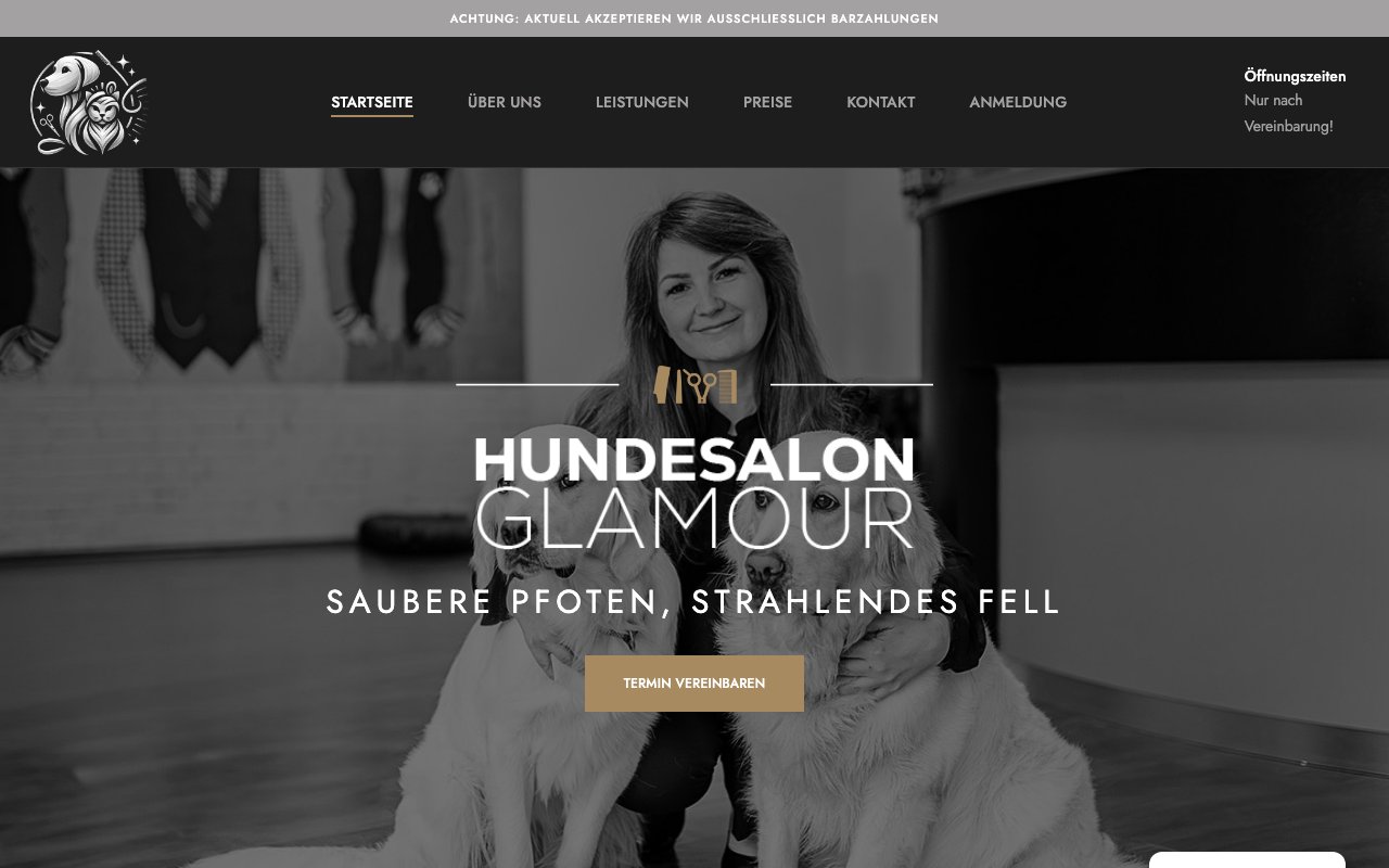 Hundesalon Glamour – Website Screenshot