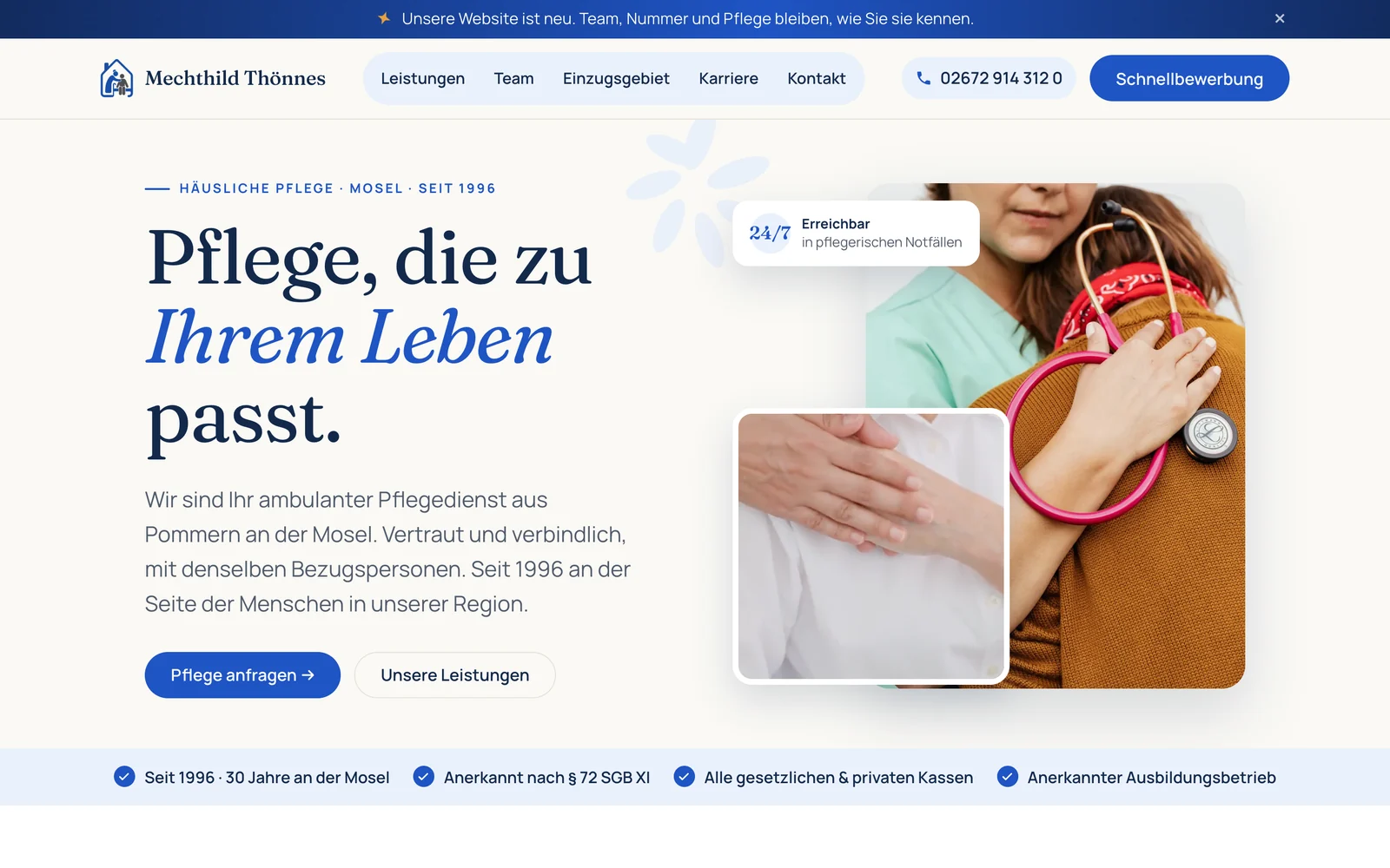 Pflegedienst Mechthild Thönnes, Website-Screenshot